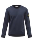 Stone Island - Logo-patch Garment-dyed Cotton-jersey Sweatshirt - Mens - Navy