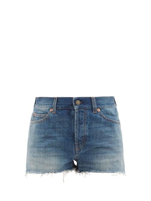 Matchesfashion.com Gucci - X Disney Donald Duck-embroidered Denim Shorts - Womens - Denim