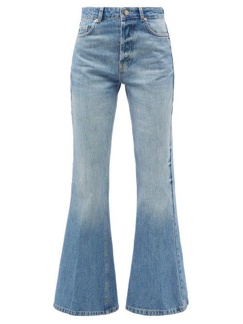 Raey - Organic Cotton-blend Denim Flared-leg Jeans - Womens - Light Blue