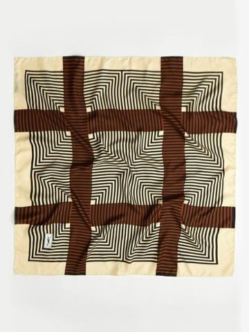 Saint Laurent - Geometric-print Silk-twill Scarf - Womens - Brown Multi