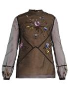 Erdem Bernice Embellished Silk-organza Blouse