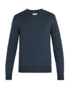 Matchesfashion.com Maison Margiela - Elbow Patch Wool And Cotton Blend Sweater - Mens - Blue