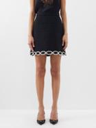 Valentino - Crystal-embellished Tweed Mini Skirt - Womens - Black Silver