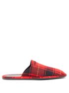 Matchesfashion.com Balenciaga - Logo-embroidered Tartan Flannel Slippers - Mens - Red