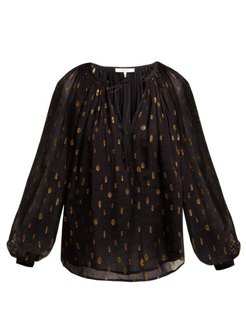 Matchesfashion.com Frame - Fil Coup Chiffon Top - Womens - Black Gold