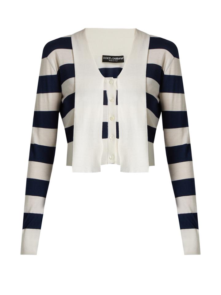Dolce & Gabbana Striped Cashmere And Silk-blend Cardigan