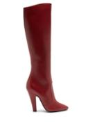 Saint Laurent - Koller Leather Knee-high Boots - Womens - Dark Red