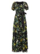 Matchesfashion.com Erdem - Florencia Floral-print Lace-trimmed Silk Gown - Womens - Black Multi