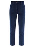 Blaz Milano - High-rise Cropped Corduroy Straight-leg Trousers - Womens - Blue