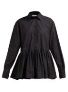 Matchesfashion.com Valentino - Peplum Hem Cotton Blend Shirt - Womens - Black