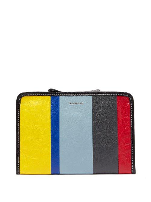 Matchesfashion.com Balenciaga - Bazar Mini Striped Leather Pouch - Womens - Multi