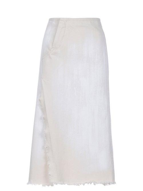 Matchesfashion.com Marni - Frayed Denim Midi Skirt - Womens - Beige