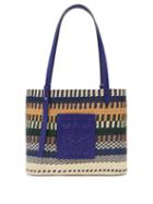 Matchesfashion.com Loewe Paula's Ibiza - Small Striped Straw And Leather Basket Bag - Womens - Purple Stripe