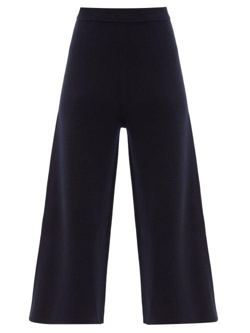 Matchesfashion.com Joseph - Cropped Wide-leg Wool Trousers - Womens - Navy