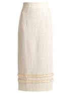 Staud Andy Raffia Tassel-trimmed Linen-blend Skirt