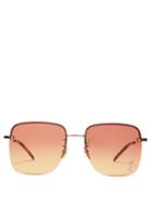 Matchesfashion.com Saint Laurent - Ysl-plaque Square Metal Sunglasses - Womens - Pink