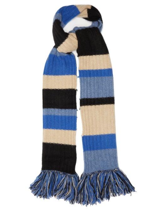 The Elder Statesman - Striped Cashmere Scarf - Womens - Blue Multi