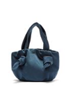Matchesfashion.com Staud - Ronnie Topstitched Knotted Sateen Bag - Womens - Blue