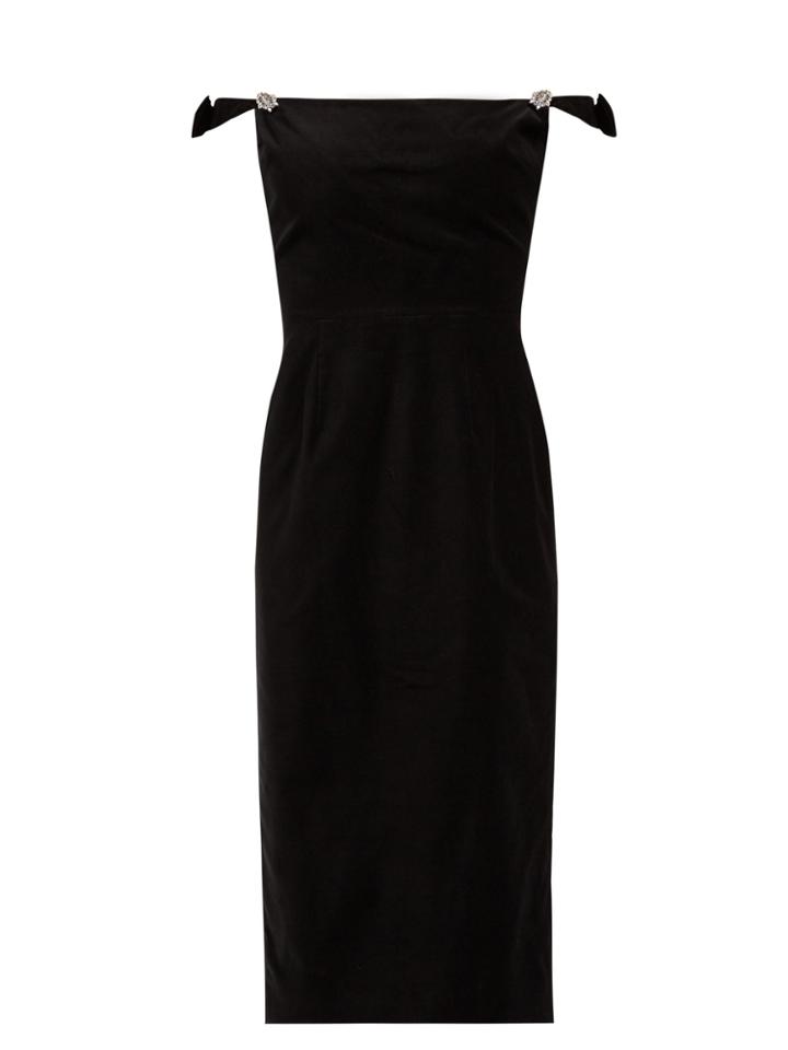 Alexachung Falling Strap Crystal-embellished Velvet Dress