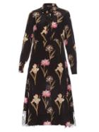 Rochas Iris-print Point-collar Silk-crepe Dress