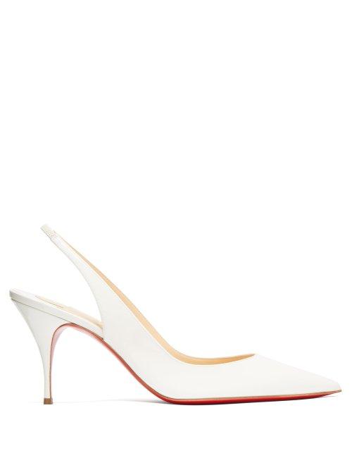 Matchesfashion.com Christian Louboutin - Clare 80 Slingback Leather Pumps - Womens - White