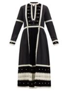 Wiggy Kit - Marais Embroidered Cotton-canvas Midi Dress - Womens - Black