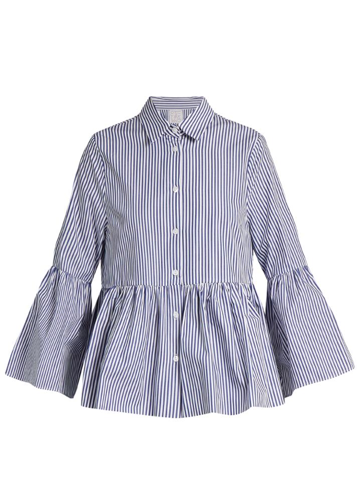 Stella Jean Imminente Striped Ruffled Cotton-poplin Shirt
