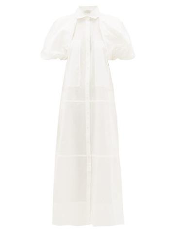 Matchesfashion.com Lee Mathews - Elsie Puff Sleeve Cotton Shirtdress - Womens - White