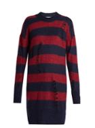 Stella Mccartney Distressed Striped Mohair And Wool-blend Sweater