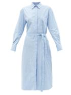 Another Tomorrow - Striped Organic Cotton-poplin Shirt Dress - Womens - Blue White