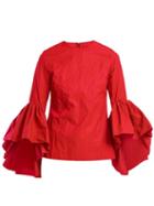 Matchesfashion.com Marques'almeida - Oyster Bell Sleeve Cotton Top - Womens - Red