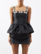 Shushu/tong - Crystal-embellished Satin Peplum Top - Womens - Black