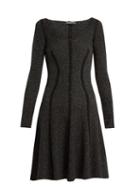 Matchesfashion.com Alexander Mcqueen - Speckled Flared Skirt Ribbed Knit Dress - Womens - Black