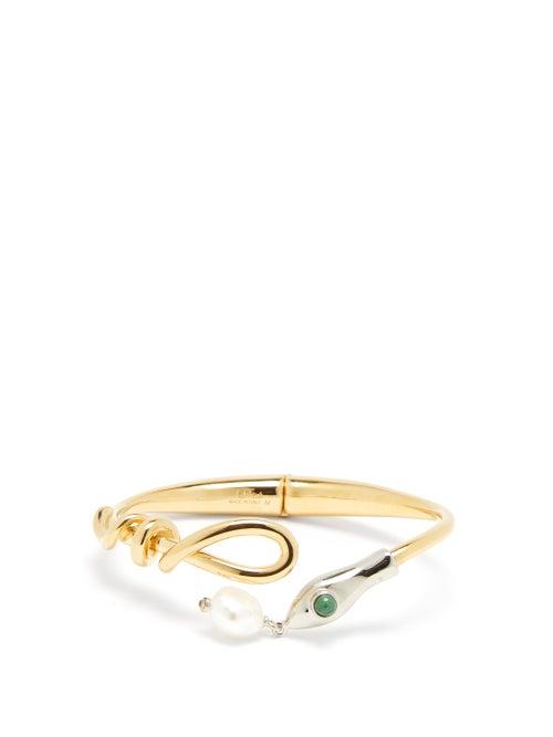 Matchesfashion.com Chlo - Freshwater Pearl Snake Cuff - Womens - Gold
