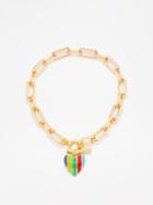 Timeless Pearly - Heart-charm Gold-plated Chain Necklace - Womens - Gold Multi