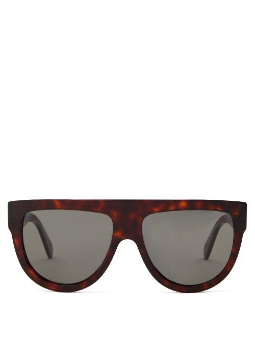 Matchesfashion.com Celine Eyewear - Flat-top Tortoiseshell-effect Acetate Sunglasses - Womens - Tortoiseshell