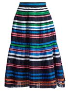 Muveil Ribbon-striped Pleated Organza Skirt