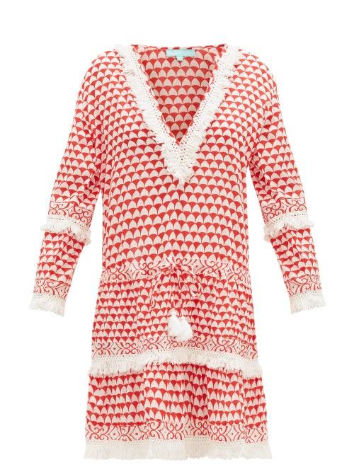 Matchesfashion.com Melissa Odabash - Claudia Fringed Printed Dress - Womens - Red White