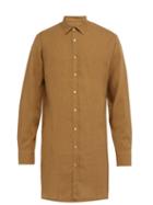 Matchesfashion.com Arj - The Tobias Longline Linen Shirt - Mens - Brown