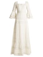 Talitha Fluted-sleeve Pleated Cotton Maxi Dress