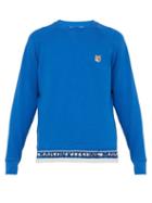 Matchesfashion.com Maison Kitsun - Jacquard Logo Fox Motif Cotton Sweatshirt - Mens - Blue
