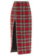 Matchesfashion.com Halpern - Front-slit Tweed Suit Skirt - Womens - Red