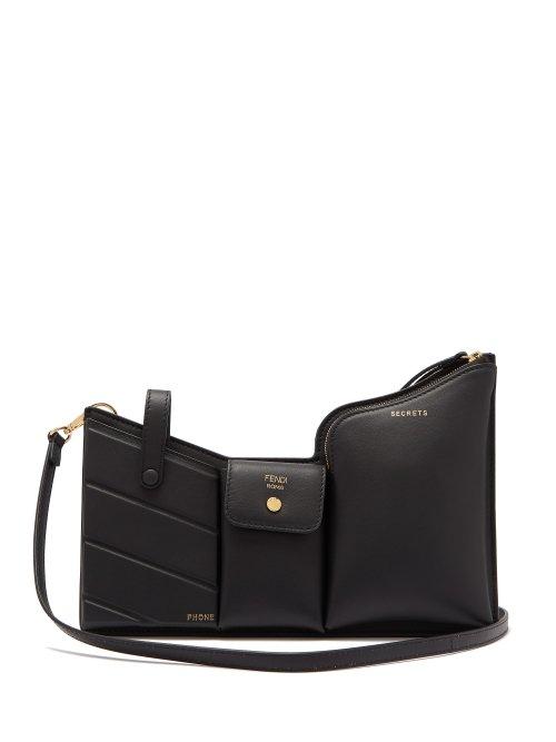 Matchesfashion.com Fendi - Pocket Mini Leather Cross Body Bag - Womens - Black