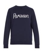 Matchesfashion.com Maison Kitsun - Parisien Print Cotton Sweatshirt - Mens - Navy
