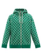 Matchesfashion.com Gucci - Gg-jacquard Wool-blend Zip-through Hooded Sweater - Mens - Green