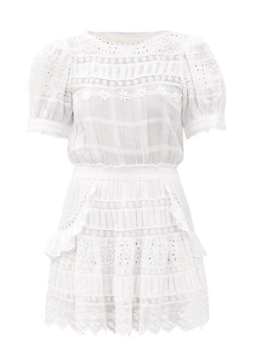 Matchesfashion.com Loveshackfancy - Augustine Broderie-anglaise Cotton Dress - Womens - White