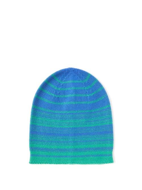 The Elder Statesman - Watchman Striped Cashmere Beanie Hat - Womens - Blue Green