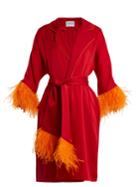 Osman Eve Feather-trimmed Satin Kimono