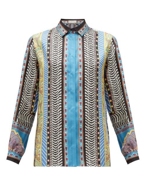 Matchesfashion.com Etro - Paisley-print Silk-faille Blouse - Womens - Blue Multi
