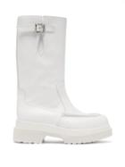 Matchesfashion.com Mm6 Maison Margiela - Buckled Leather Boots - Womens - White